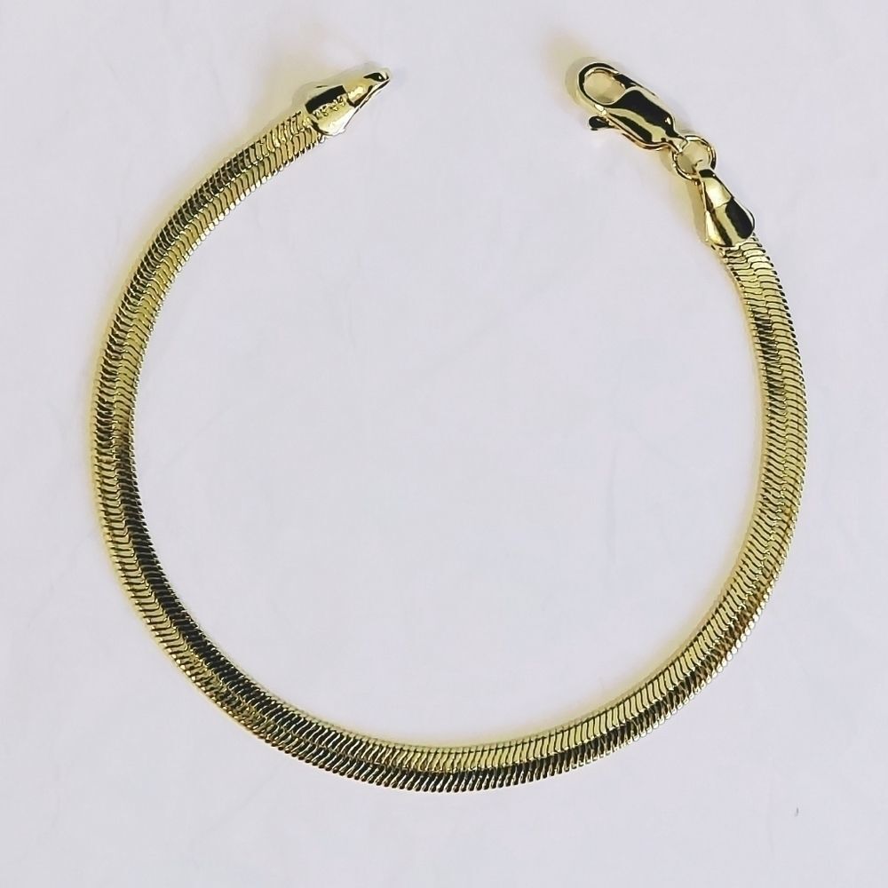 18kt GOLD LAMINATE BRACELET4MM HERRINBGBONE LINK